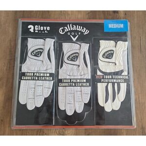 Callaway Golf Gloves 3 Pack Tour Premium Cabretta Leather Technical Medium Mens
